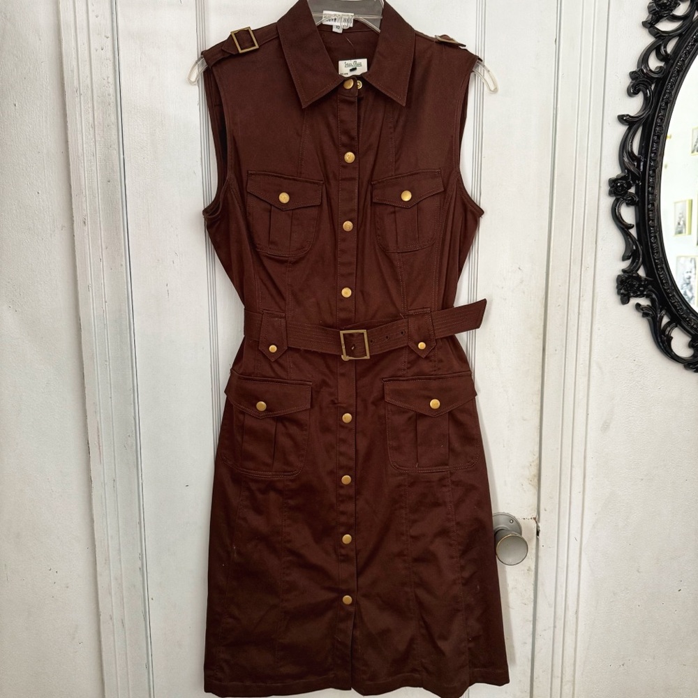 Brown Sleeveless Belted Dress NWT